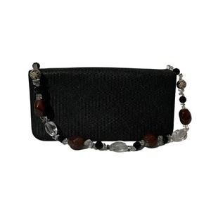 Renaud Pellegrino Black Shoulder Bag with Beaded Strap
